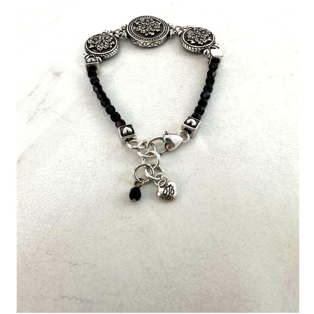 Brighton "1910 Jet Set" Black Bead Reversible Bracelet Preowned - Picture 3 of 4